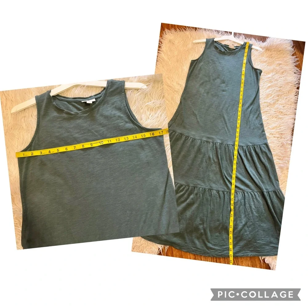 J. Jill Fatigue Green Tiered Sleeveless Midi Maxi Dress Womens size small petite - Picture 10 of 11